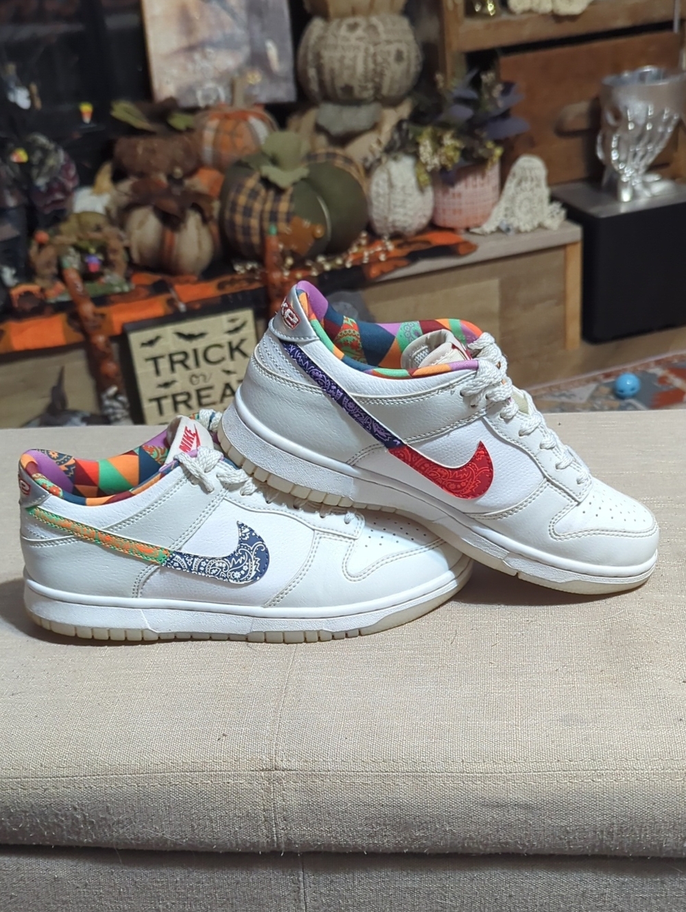 Nike DUNK Low White Paisley multi-color Kids Shoes GS Women's FN8913-141